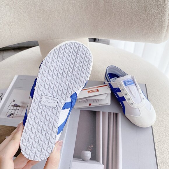 Onitsuka Tiger by Asics White and Blue Canvas Sneakers - Picture 8 of 9